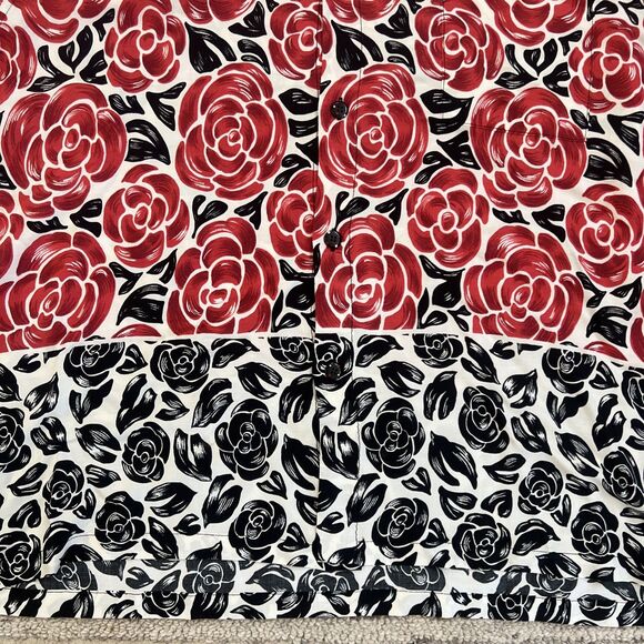 Vintage Jams World Hawaiian Shirt Mens XL Rayon Red Black Roses Valentines 90s - Picture 6 of 10